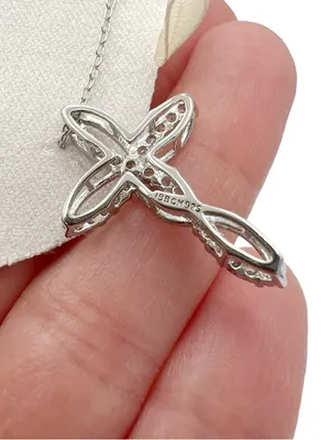NWT Macy’s CZ & Sapphire Sterling Silver Cross Pendant Necklace Ornament Box thumbnail 9