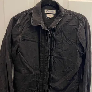 Madewell Womens‎ Large Black Pleated Front Button Down Cotton Shirt thumbnail 1
