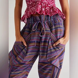 Free People Sweet Escape High‎ Waist Harem Woven Striped Pants Pouch Pockets XS thumbnail 2