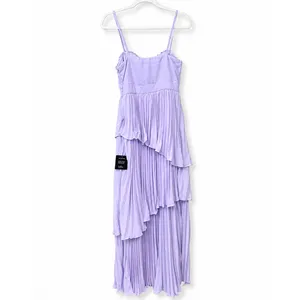 NEW Lulus Jehona Lavender Purple Pleated Chiffon Asymmetrical Tiered Maxi Dress thumbnail 7