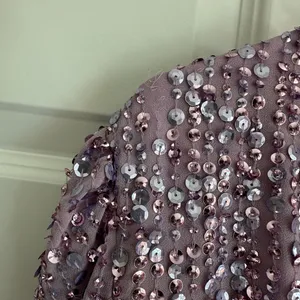 Mac Duggal Sequin Long Puff Sleeve Cocktail Midi in‎ Lavender- NWT thumbnail 10
