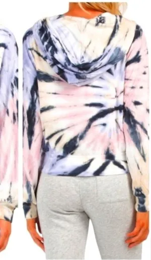 Young Fabulous & Broke Tie Dye Hoodie Pink Purple Pullover Medium Boho Cozy thumbnail 1