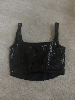 Sincerely Jules Black Sequin Corset Crop Top Size S thumbnail 3