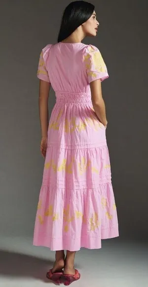 Anthropologie NWT Somerset Maxi in Pink Embroidered Edition Dress L thumbnail 5
