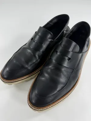 ECCO Dress Loafers‎ Women's EU 40 US 9 Black Leather Lug Sole Slip On Shoes thumbnail 1