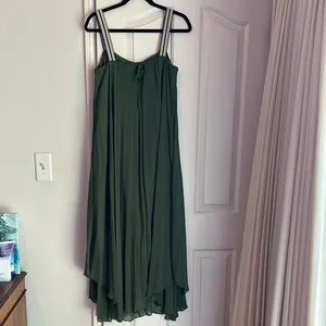 Zara Green High Low Sundress for Wedding Guest thumbnail 4