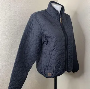 Descente Womens Sz 12 Black Light Puffer Insulated Full Zip Jacket Coat Boxy thumbnail 1