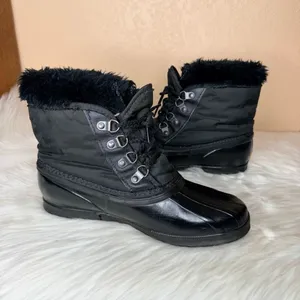 Sorel Kaufman Canada Snow Boots Winter Faux Fur Trim Black Size Y6/W8 thumbnail 8