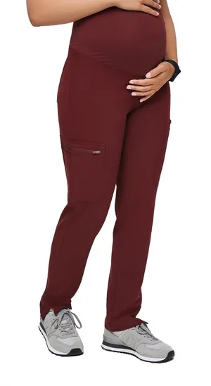 FIGS Yola Maternity 3.0 Petite Scrub Pant In Burgundy thumbnail 1