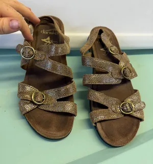 Dansko Strappy Brown Leather Sandals, Size 37 thumbnail 1