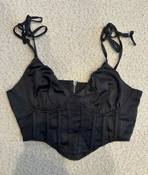 Lulus Black Satin Corset Top  thumbnail 1