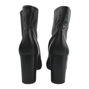 Vince Women's Black Leather Block Heel Round Toe Slip On Classic Ankle Boots 8 thumbnail 3