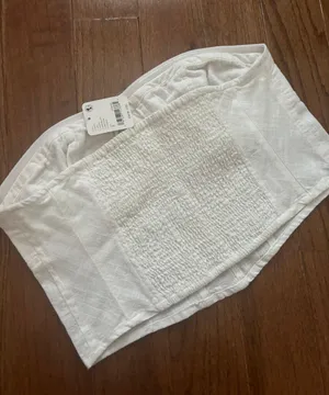 Free People NWT white structured cropped tube top thumbnail 1