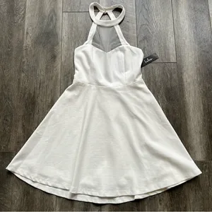NWT Lulu's White Mesh Light and Grace Halter Skater Dress Size Medium thumbnail 7