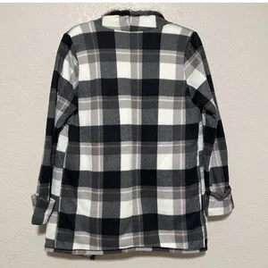 Abercrombie & Fitch Womens Sherpa Lined Plaid Jacket Size M Gray Coatigan Co thumbnail 4