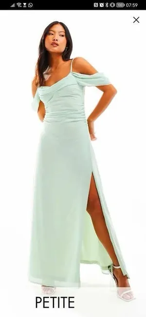 Tfnc London Womens Cold Shoulder Cowl Neck Chiffon Maxi Dress Size 10 thumbnail 1