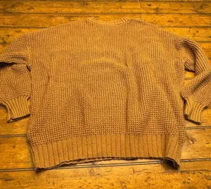 American Eagle Outfitters Waffle Knit Crewneck Sweater‎ Amber Ochre Size L thumbnail 1
