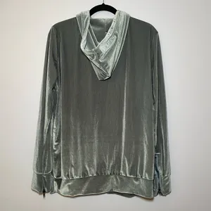 NWT POL Gray Velvet Valeur Embroidered Rose Hoodie Sweatshirt Women's size Large thumbnail 7