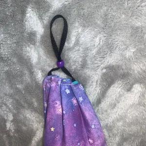 Handmade Fabric Face Mask Facemask Starry Nights Stars Purple Aqua Reversible thumbnail 2