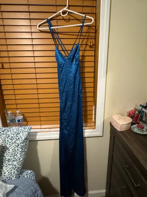 Long blue green dress SHEIN thumbnail 3