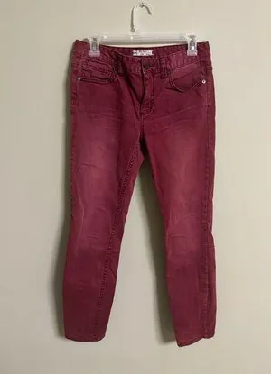 Free People Burgundy Back Zipper Skinny Jeans Size 28 Grunge Goth thumbnail 1