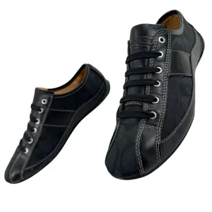 Coach Suee Black Monogram Canvas/Leather Lace-up Comfort Sneakers Size 6.5 thumbnail 2