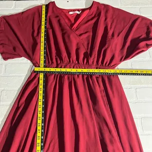 ANRABESS Maxi Dress‎ XL Maroon Sheer Lined Slit Dolman 3/4 Sleeve Elastic Waist thumbnail 2