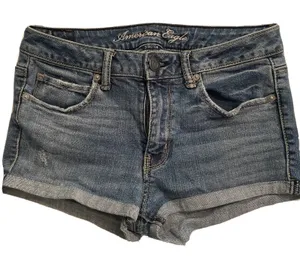 American Eagle '77 Hi Rise Shortie Sz‎ 6 Stretch Distressed Shorts 1.5" Inseam thumbnail 1