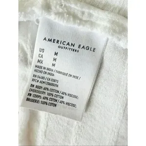 American Eagle White Eyelet Tie-Back Crop Top Size M thumbnail 6