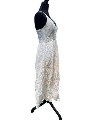 Simplee Pink Eyelet Maxi Dress L Cotton Button Front Boho‎ Cottagecore Sundress thumbnail 5