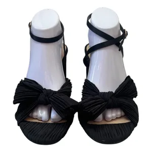 MUCCUTE Bow Knot Block Heel Sandals Ankle Buckle‎ Black Special Occasion 9.5 thumbnail 4