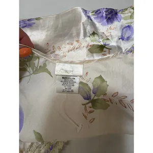 Secret Treasures Y2K Satin Floral Lace Cami Ivory Purple Bow Sleep Top Medium thumbnail 5