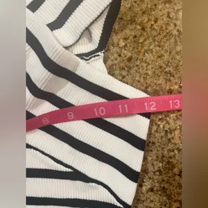 COMMENSE Striped Off-Shoulder Cross Knit Top COLOR - Black White NWT Sold Out thumbnail 4