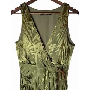 Lauren Ralph Lauren 12 Olive Green Botanical Jacquard Lace-Up Maxi Dress thumbnail 5