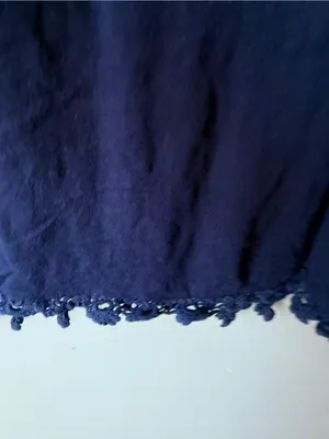 Navy Crochet Trim Boho Short Sleeve Top Women’s Large thumbnail 6
