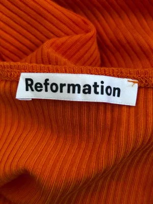 Reformation Formosa Orange Ribbed Bodycon Midi Dress w/ Slit Size XS thumbnail 5