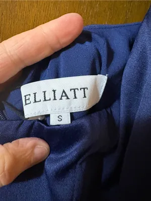 NWT Elliatt Navy Satin Asymmetrical Halter Mini Dress thumbnail 4