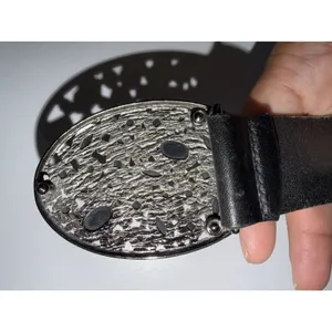 Express Black Leather‎ Black Rhinestone Buckle Cowboy Western Belt Women's Sz S thumbnail 7