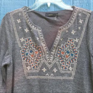 Anthropologie THML Embroidered Sweater Dress Grey v6x thumbnail 2