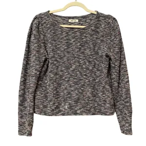 Madewell Rainbow Knit Puff Shoulder Crew Neck Sweater Womens S Boho Fall Cozy thumbnail 1