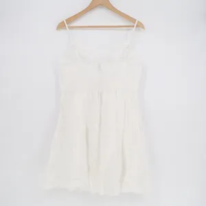 Fancyinn White Tiered Mini Sundress Smocked Back Adjustable Straps Size L thumbnail 5