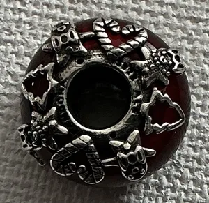 Pandora Christmas Candy Cane Holiday Charm Red Murano Glass ALE 925 Silver thumbnail 1