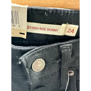 Levi's Womens Jeans 24 NWT 721 Black Wash High Rise‎ Skinny Denim Stretch thumbnail 5