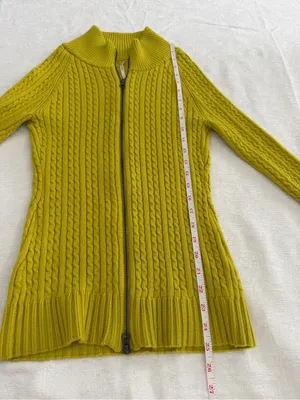 Free People Cable Knit Zip Cardigan Chartreuse Green Size S thumbnail 11