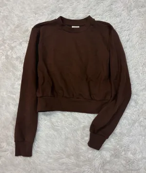Aritzia Sunday best Brown Women's Cropped Crewneck Sweatshirt thumbnail 1