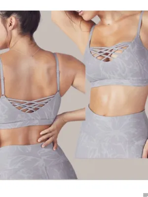 Fabletics Lenni sports bra floral gray adjustable straps size large thumbnail 2