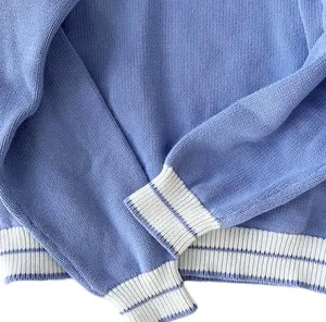 Brandy Melville Blue White Vneck Oversized Tennis Prep Sweater S M L thumbnail 4