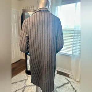 Cloth & Stone Anthropologie Gray Striped Button Down Shirt Dress M thumbnail 3