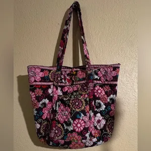 Vera Bradley Pink and Black Floral Tote thumbnail 2