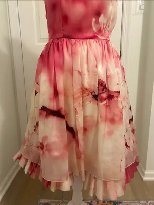 Alice + Olivia Catherine Pink Floral Party Dress In Cherry Blossom Mist Size 2 thumbnail 7